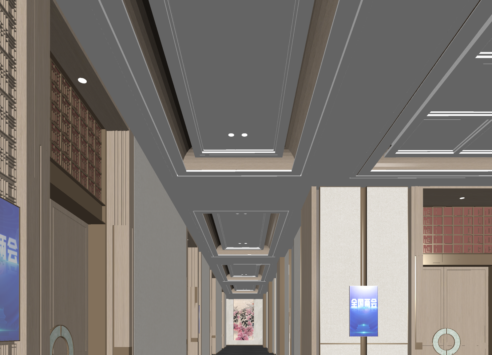 新中式走廊3D模型下载【ID:1214804864】