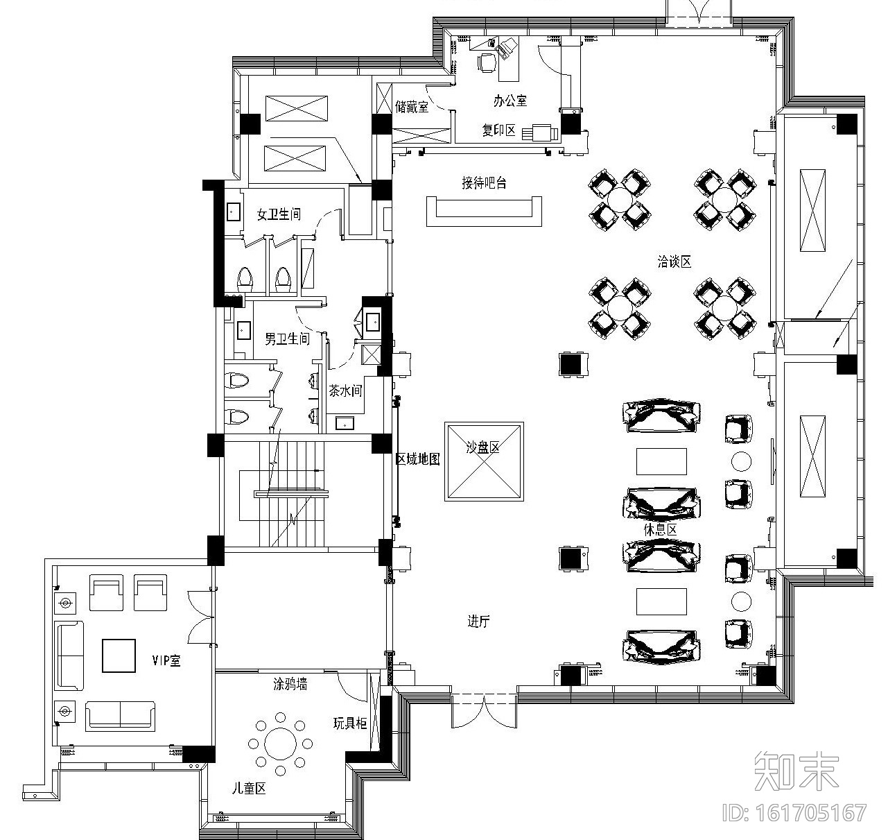 [浙江]某大型房地产售楼部施工图设计（附效果图）cad施工图下载【ID:161705167】