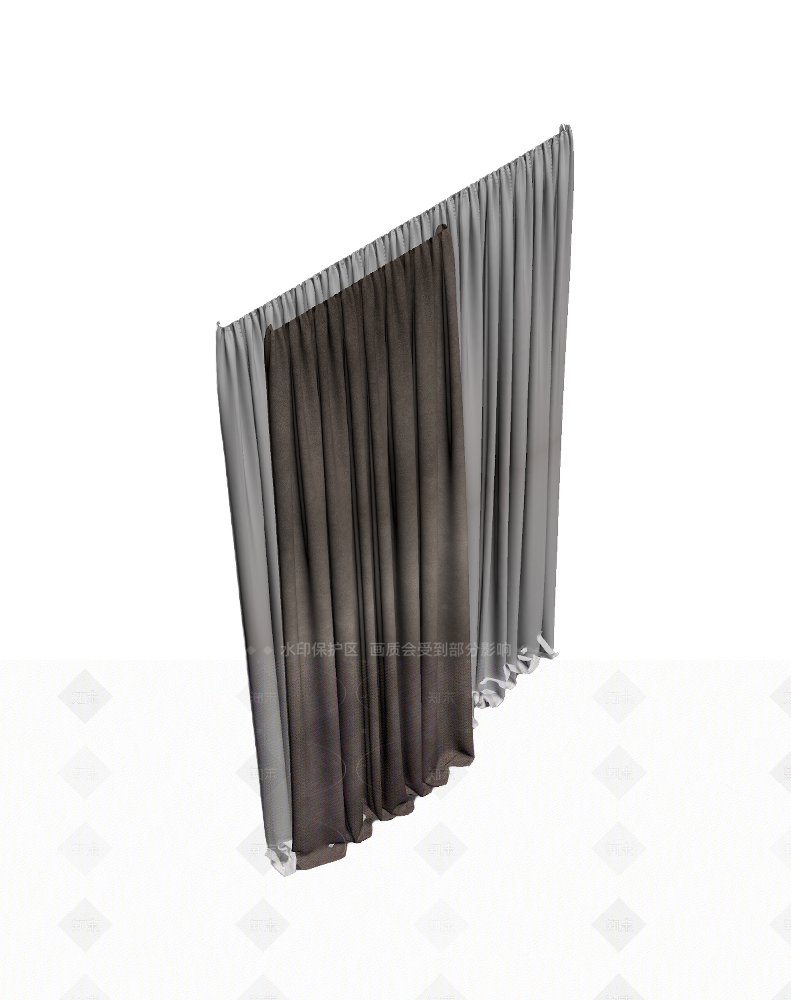 双色窗帘模型3D模型下载【ID:1206193102】
