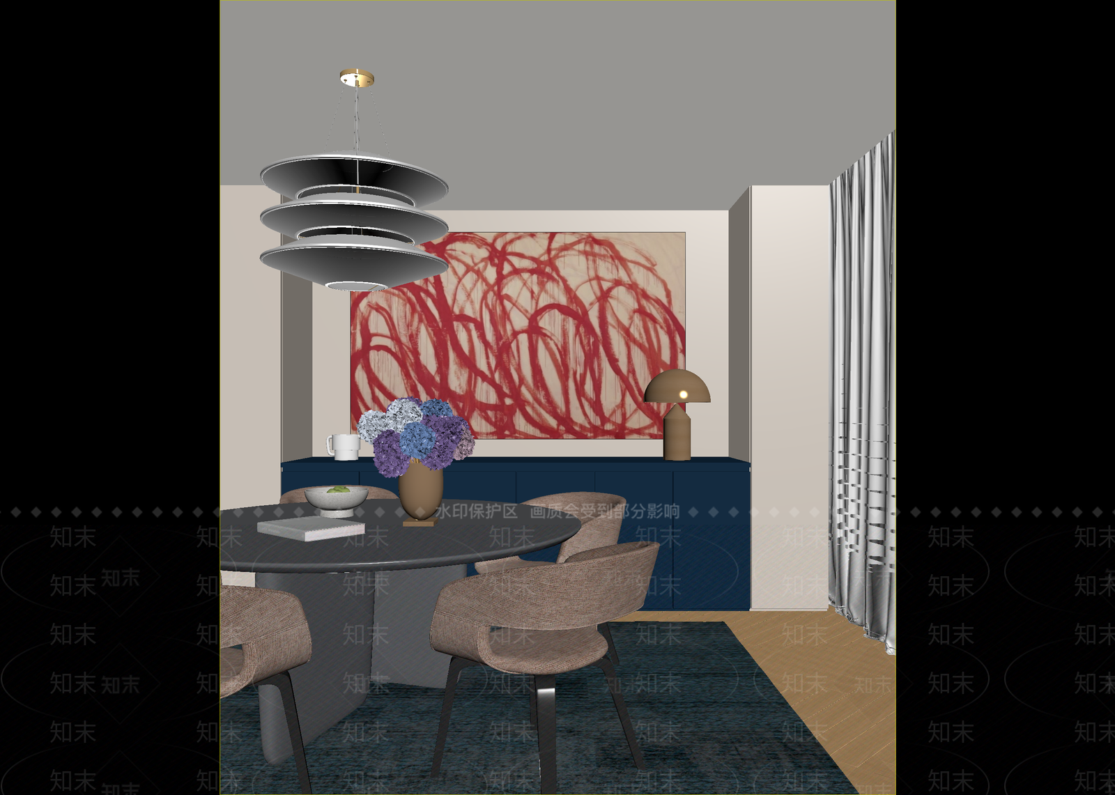 现代家居餐厅3D模型下载【ID:1215014189】