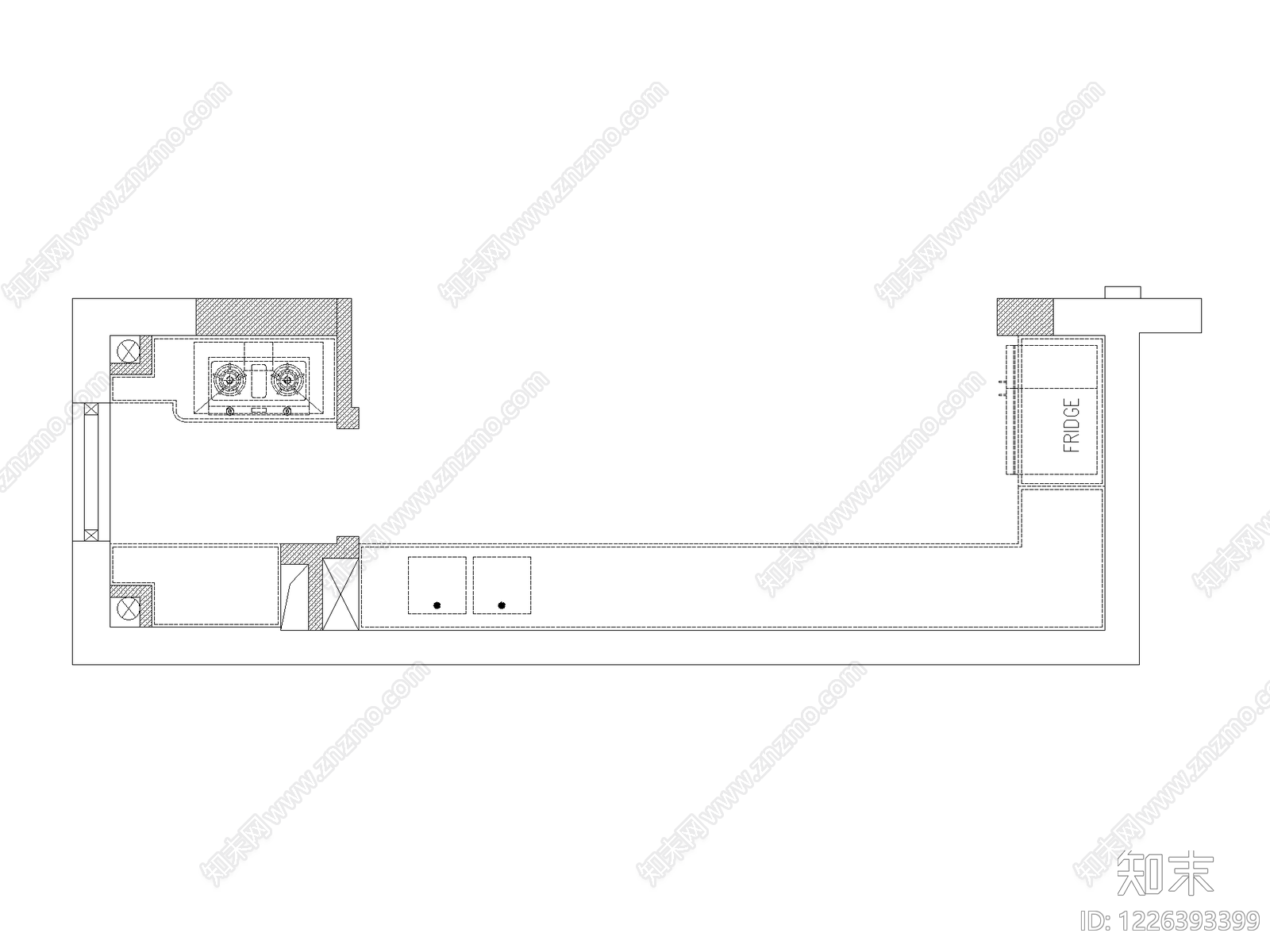 厨房设施cad施工图下载【ID:1226393399】
