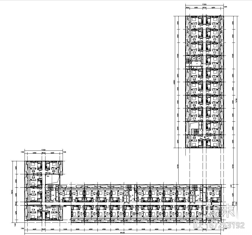 大型沌口公寓户型平面设计图cad施工图下载【ID:167253192】