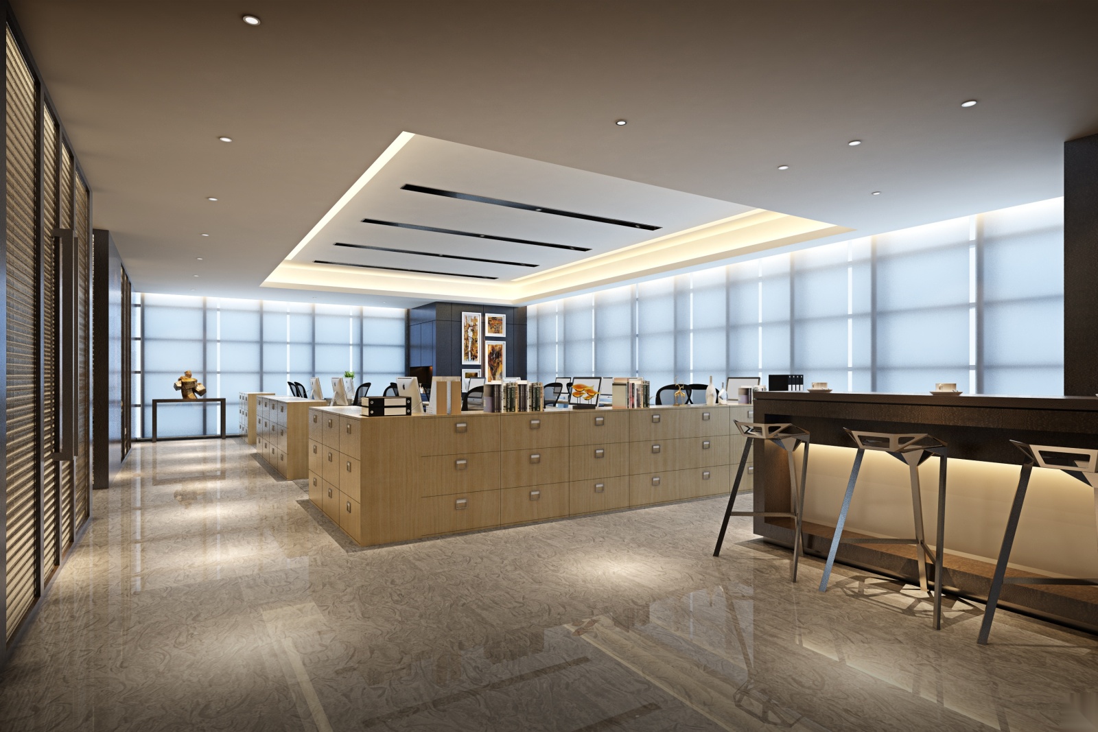 现代295㎡--品质办公户型样板间施工图+效果图cad施工图下载【ID:160706145】