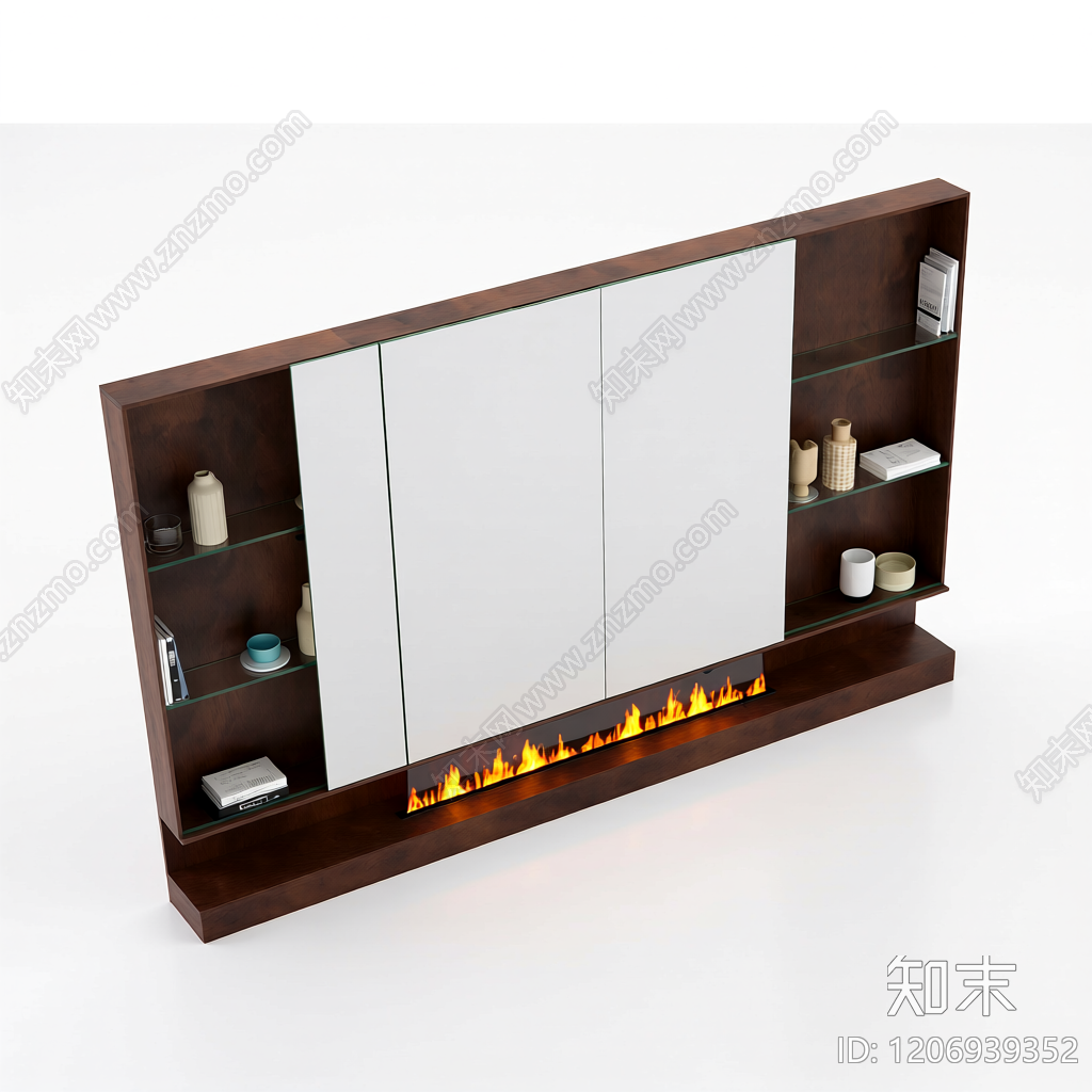 电视墙带壁炉装饰3D模型下载【ID:1206939352】