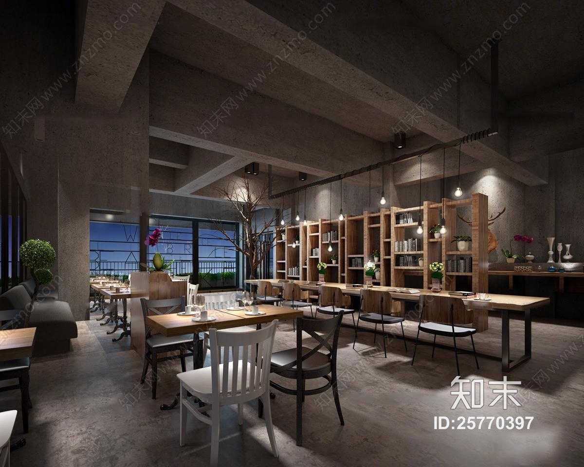 现代工业风餐饮空间3D模型下载【ID:25770397】
