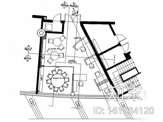 皇冠酒店宴会销售处施工图cad施工图下载【ID:161984120】