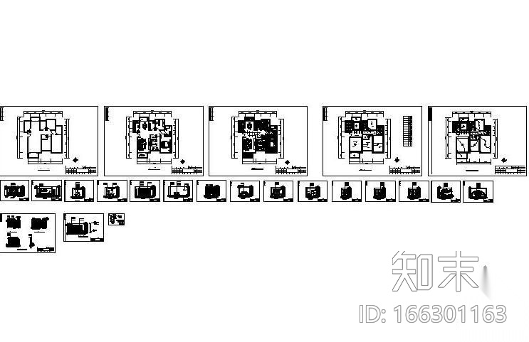 [毕业设计]某三居设计装修图cad施工图下载【ID:166301163】