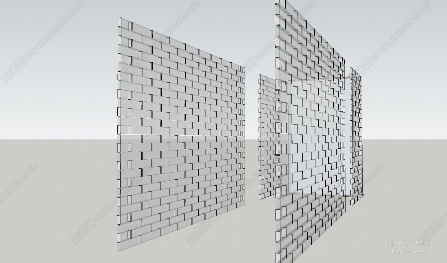 现代玻璃砖SU模型下载【ID:945544998】