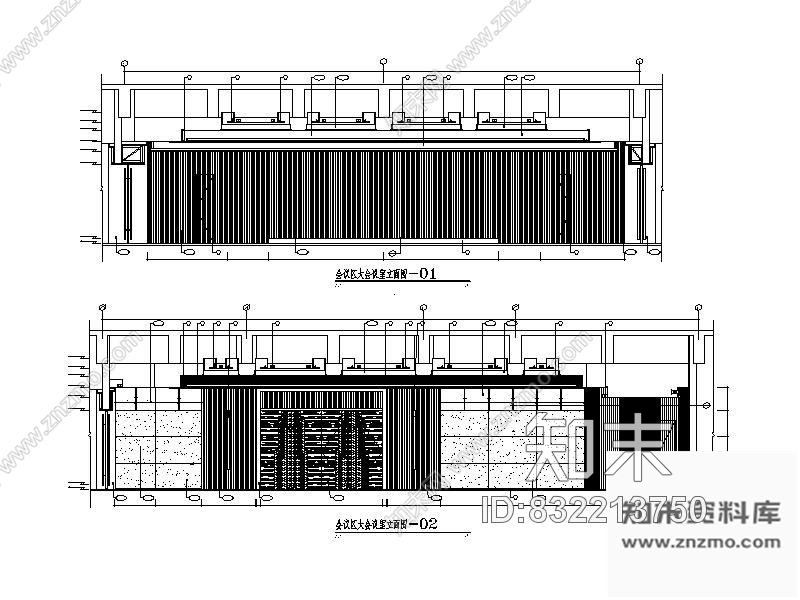 图块/节点大会议室立面图cad施工图下载【ID:832213750】