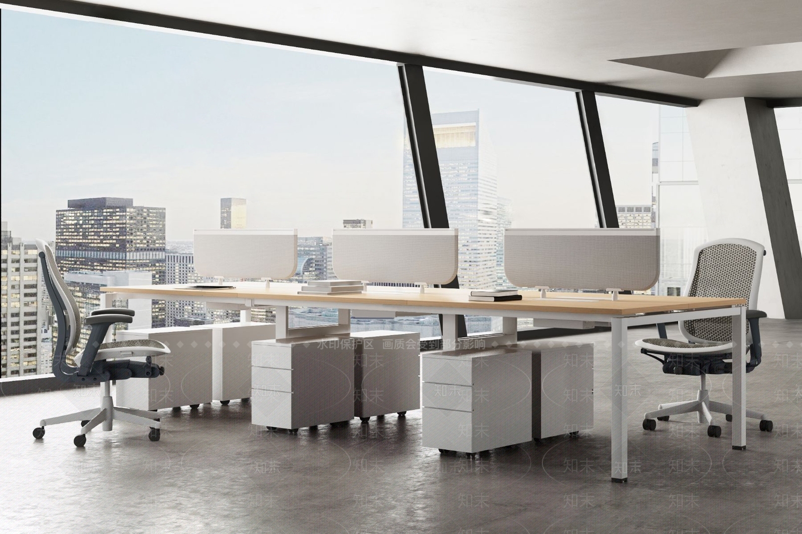 现代卡位办公桌椅3D模型下载【ID:1111087514】