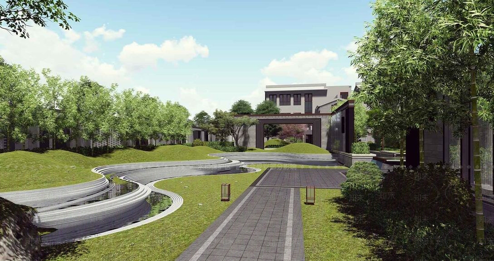 新中式中式展示区景观SU模型下载【ID:168792166】