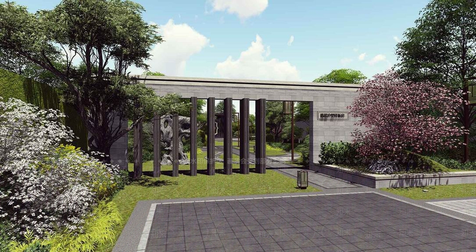 新中式中式展示区景观SU模型下载【ID:168792166】