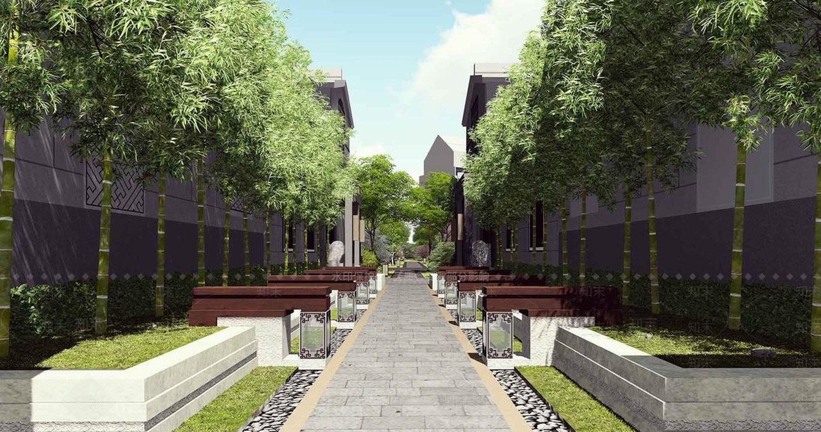 新中式中式展示区景观SU模型下载【ID:168792166】