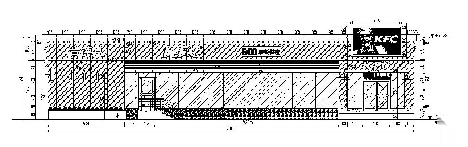 肯德基快餐店南京某分店内部装修施工图（附效果图）cad施工图下载【ID:160424162】