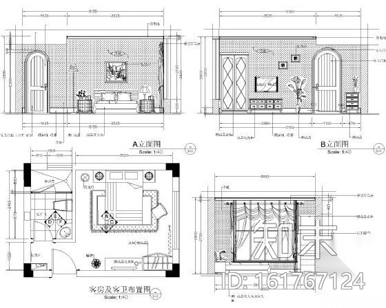 [湖南]某花园别墅装修施工图cad施工图下载【ID:161767124】