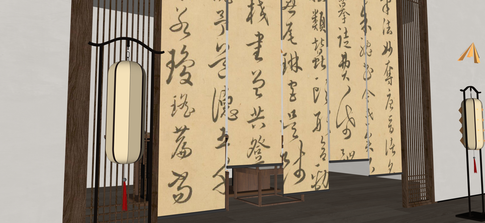 新中式艺术展厅SU模型下载【ID:1222225350】