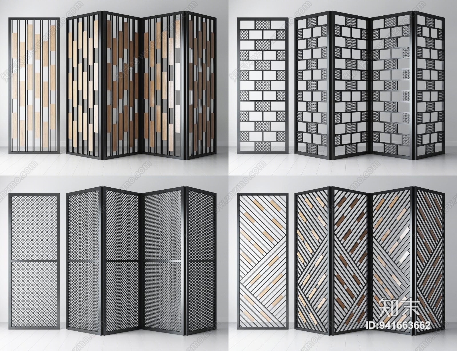 工业风移动镂空隔断3D模型下载【ID:941663662】