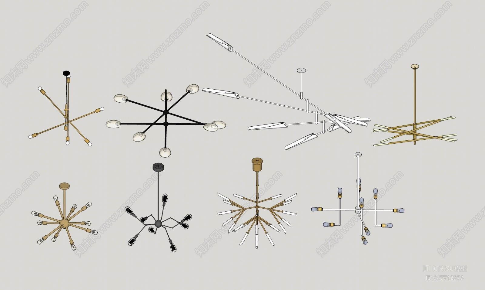 现代室内吊灯SU模型下载【ID:347712873】
