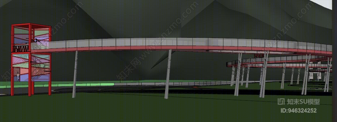现代玻璃桥SU模型下载【ID:946324252】