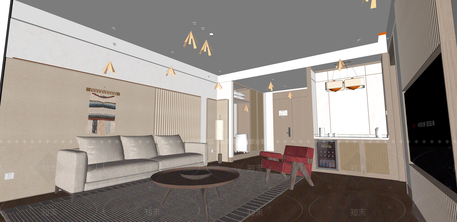 新中式酒店客房SU模型下载【ID:1216079106】