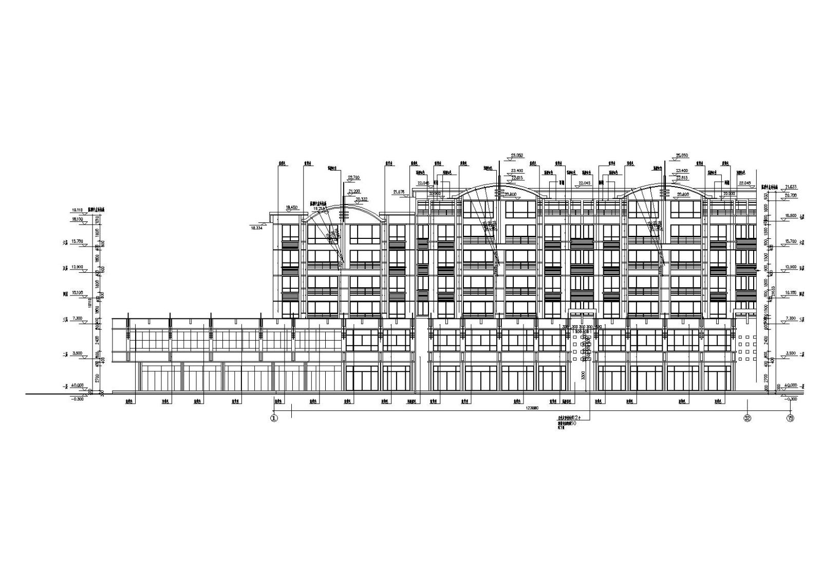 经典六层住宅楼（含两层底商）建筑施工图cad施工图下载【ID:149552124】