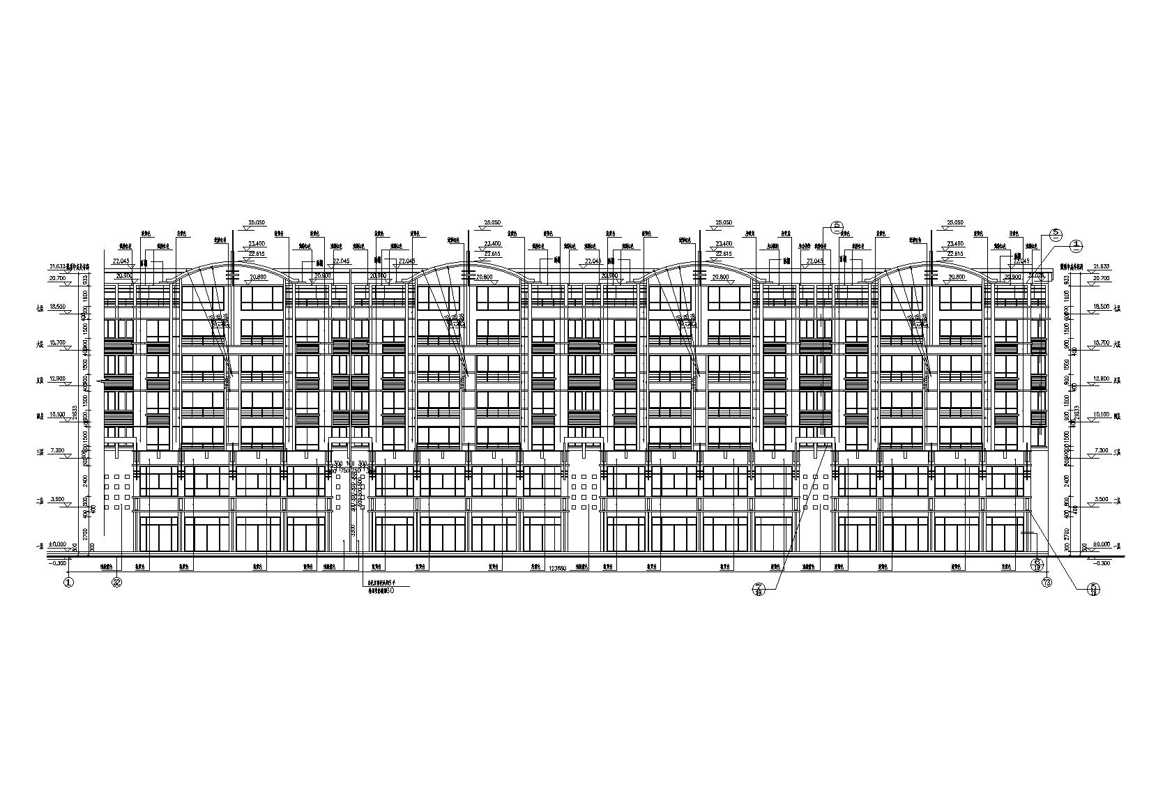 经典六层住宅楼（含两层底商）建筑施工图cad施工图下载【ID:165756199】