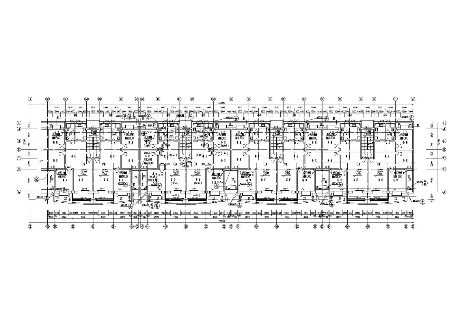 经典六层住宅楼（含两层底商）建筑施工图cad施工图下载【ID:149552124】