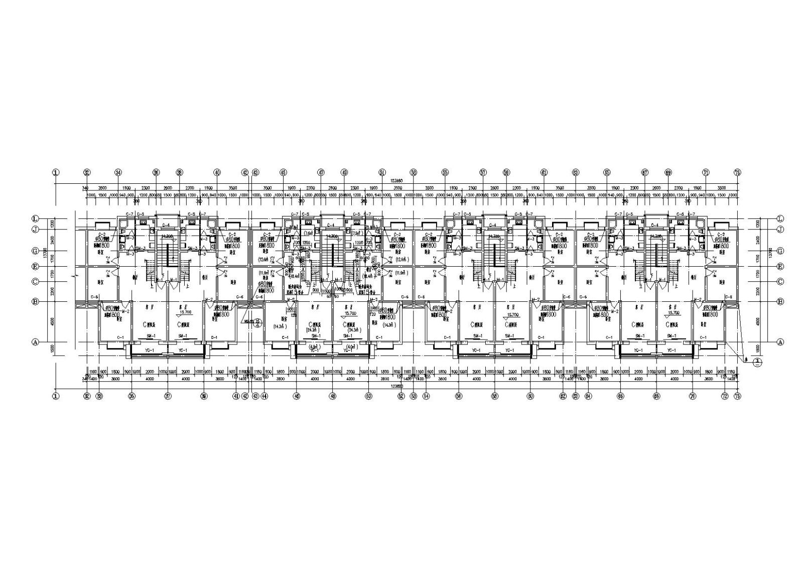 经典六层住宅楼（含两层底商）建筑施工图cad施工图下载【ID:149552124】