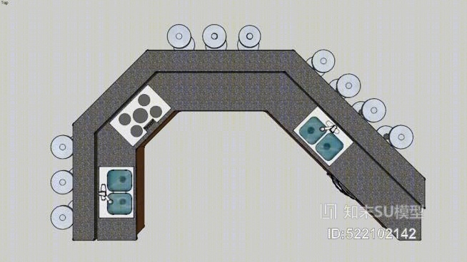 厨房柜台SU模型下载【ID:522102142】