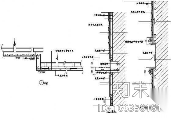 吊顶及墙面装饰详图cad施工图下载【ID:166358161】