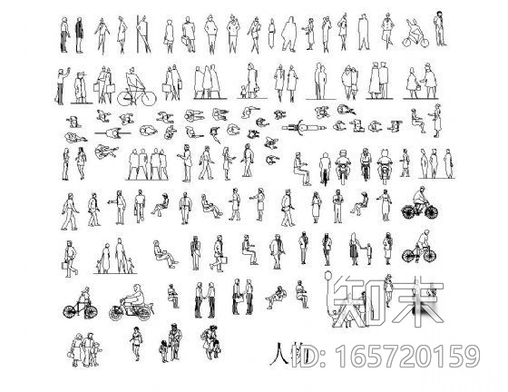 CAD人物图块大全cad施工图下载【ID:165720159】