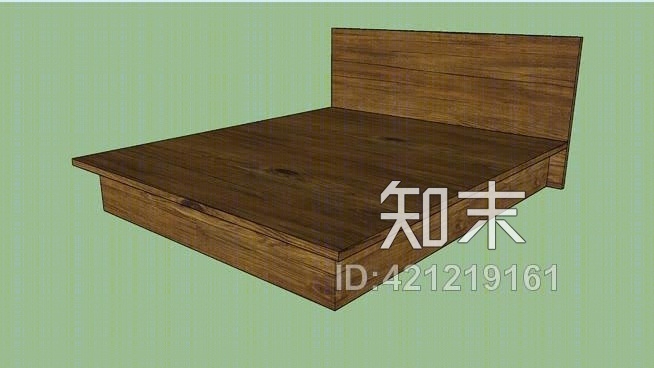 再生俄罗斯橡木平台床（皇后）SU模型下载【ID:421219161】