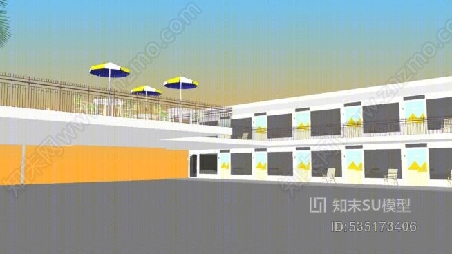 撒哈拉汽车旅馆-设施齐全SU模型下载【ID:535173406】