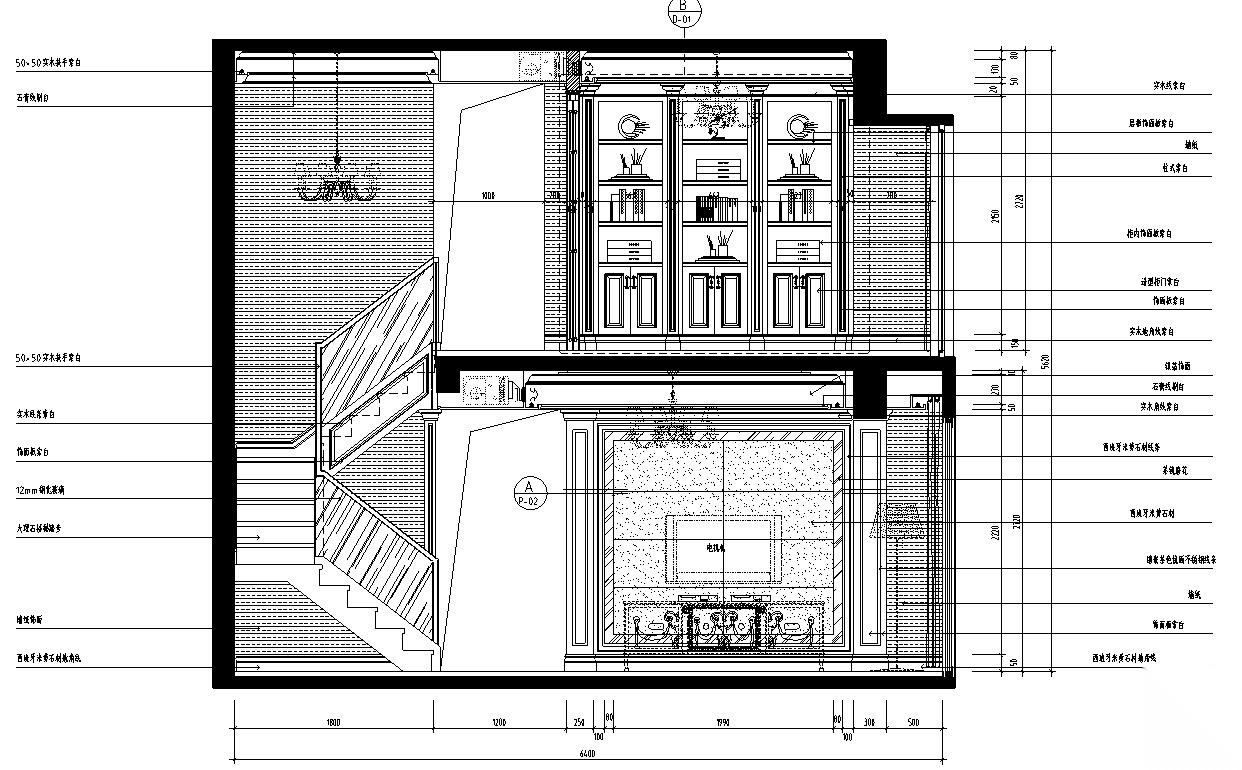 欧式风格复式别墅住宅施工图设计cad施工图下载【ID:160118163】