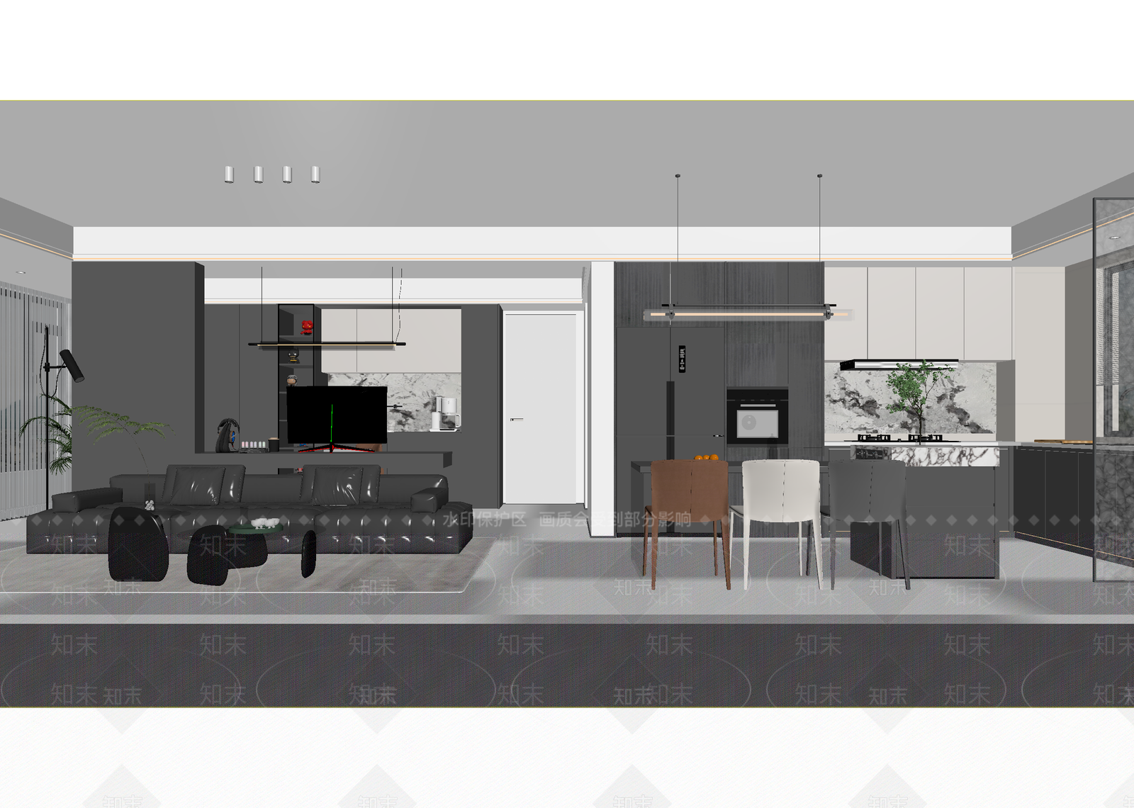 现代客餐厅3D模型下载【ID:1215098522】