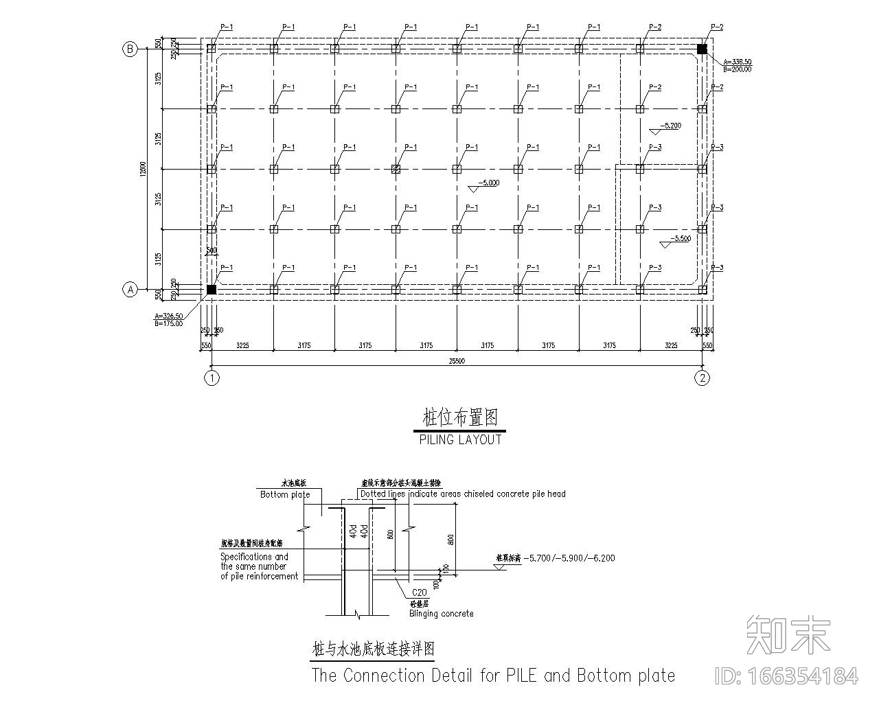 某消防废水池混凝土结构施工图（CAD）cad施工图下载【ID:166354184】