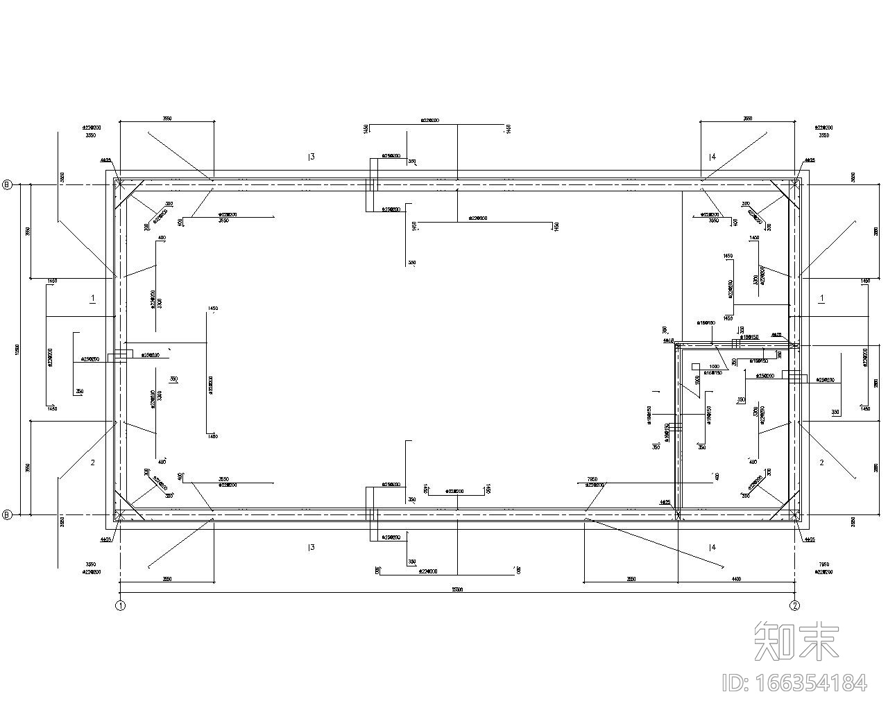 某消防废水池混凝土结构施工图（CAD）cad施工图下载【ID:166354184】