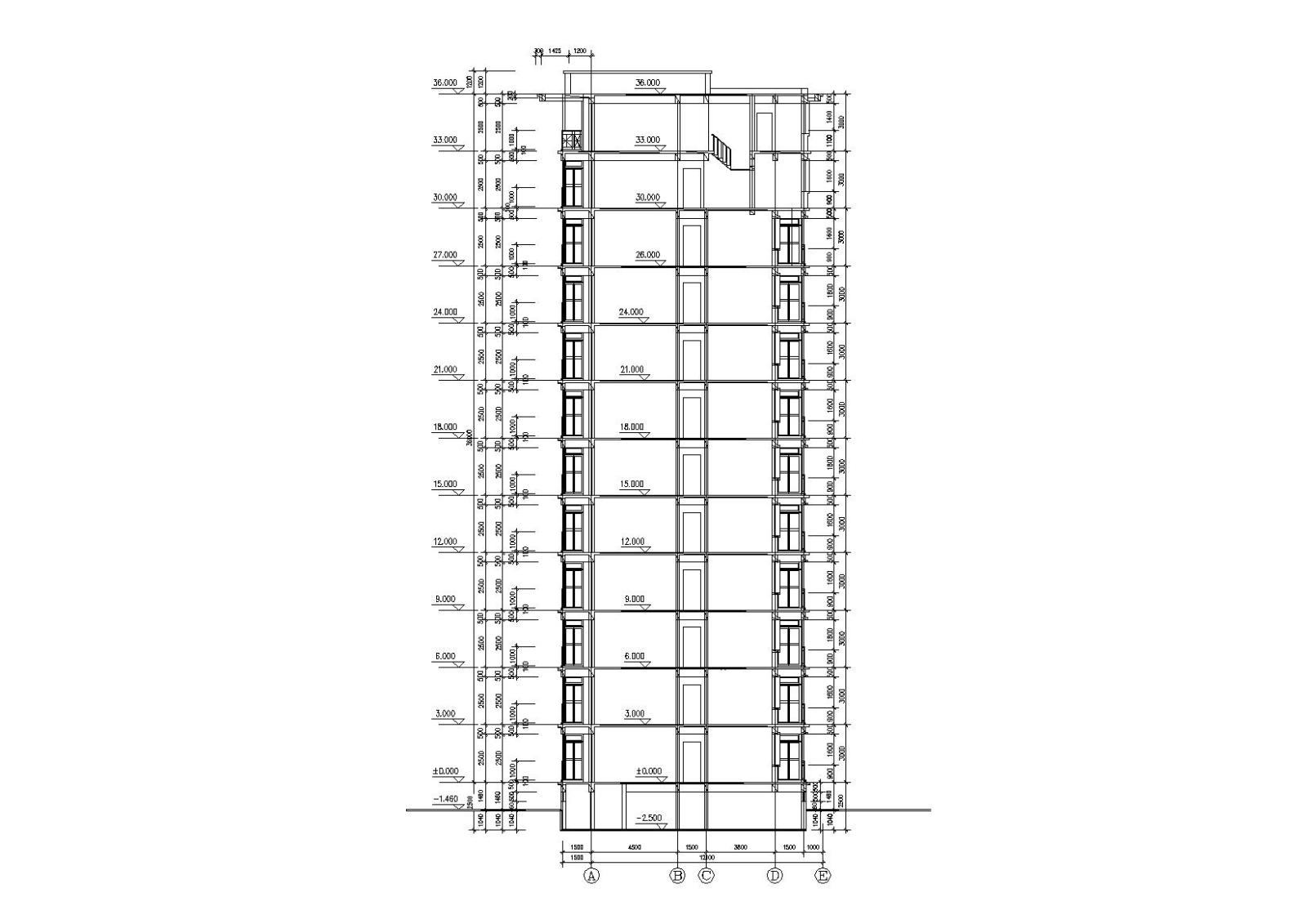 中式高层一梯两户住宅楼建筑施工图cad施工图下载【ID:149578113】