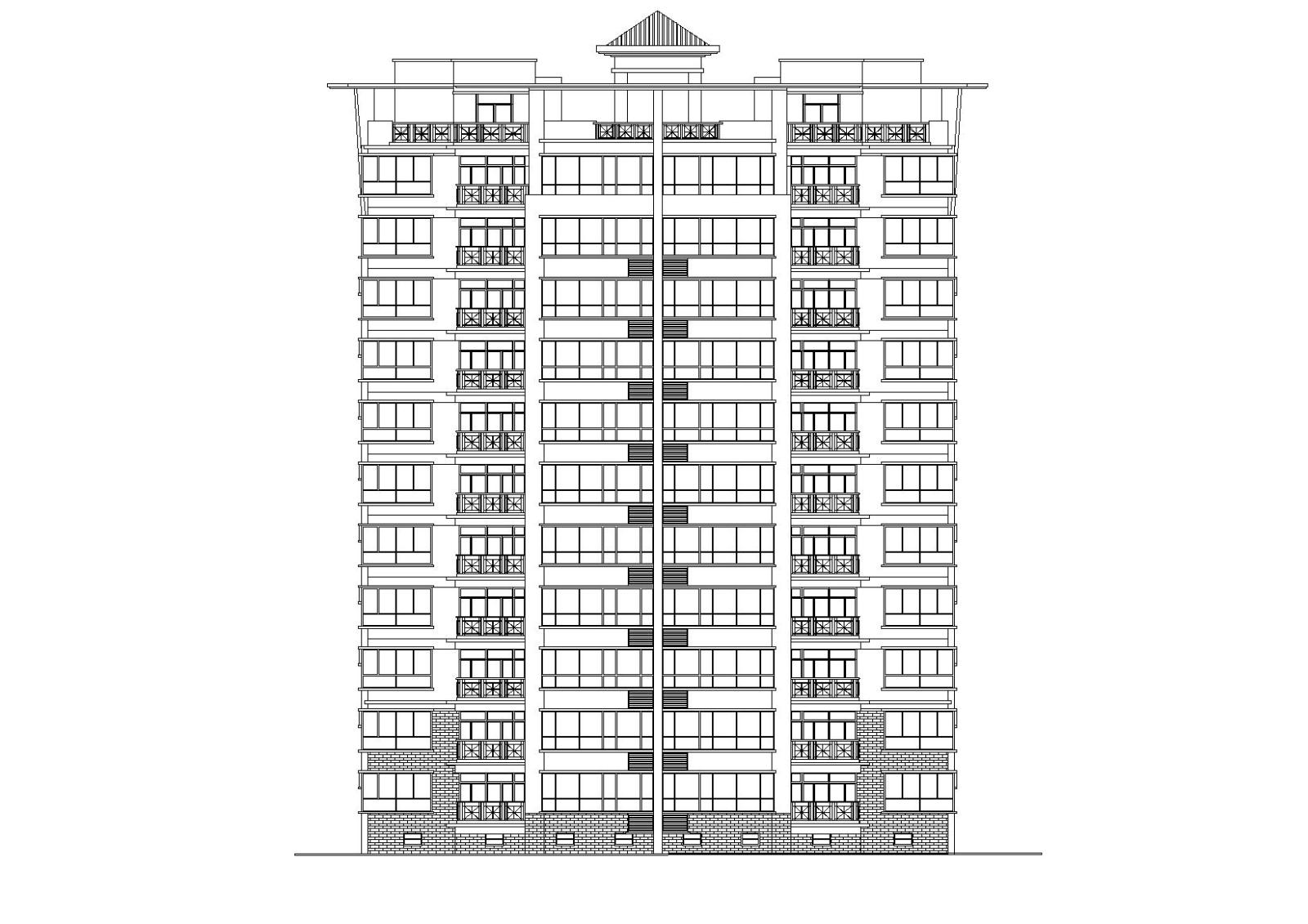 中式高层一梯两户住宅楼建筑施工图cad施工图下载【ID:149578113】