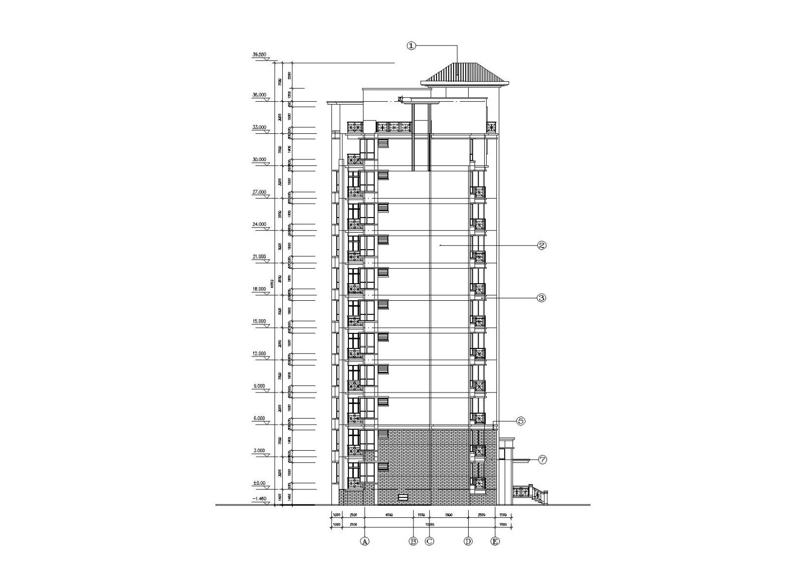 中式高层一梯两户住宅楼建筑施工图cad施工图下载【ID:149578113】