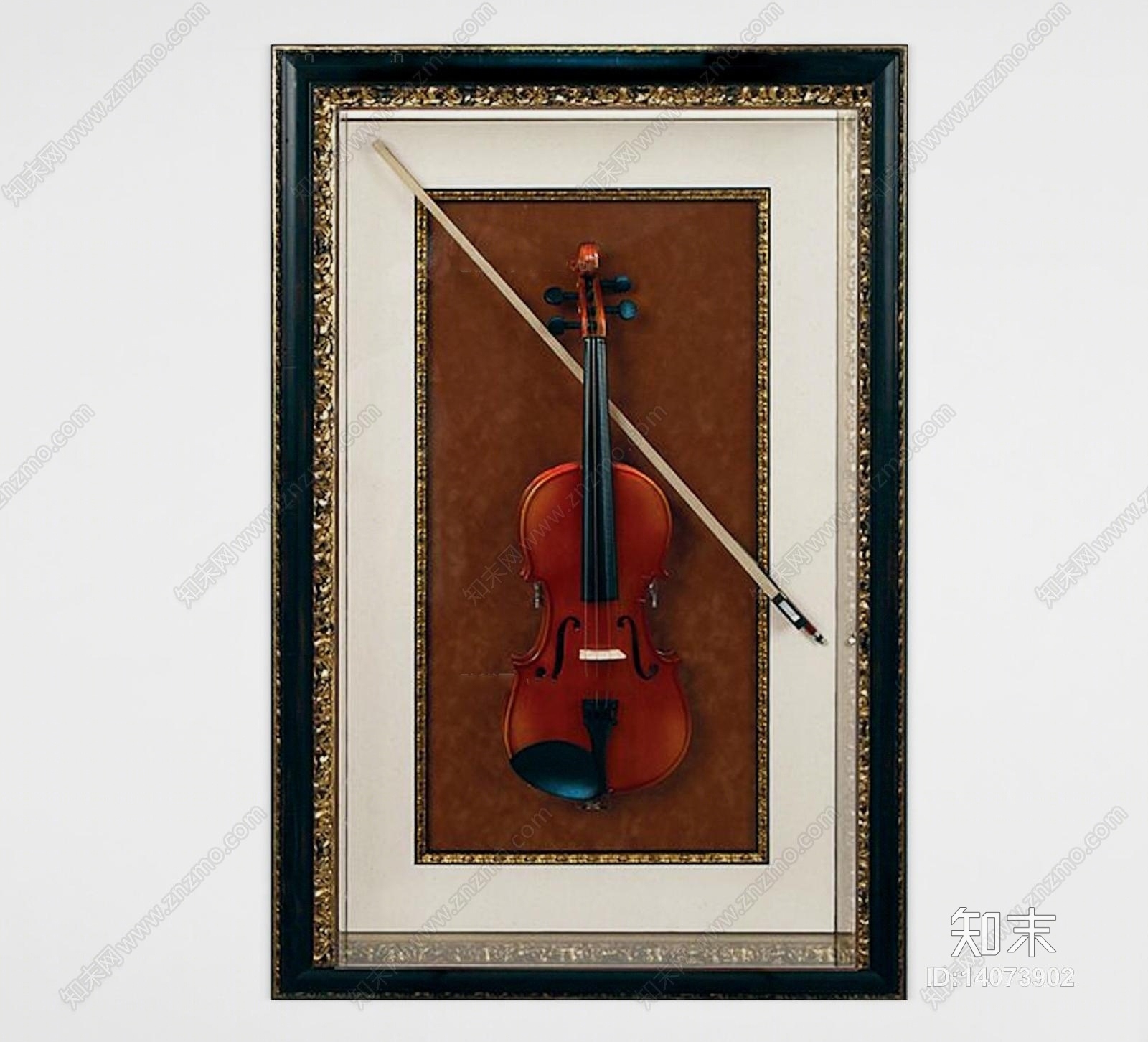 欧式相框吉他挂画3D模型下载【ID:14073902】