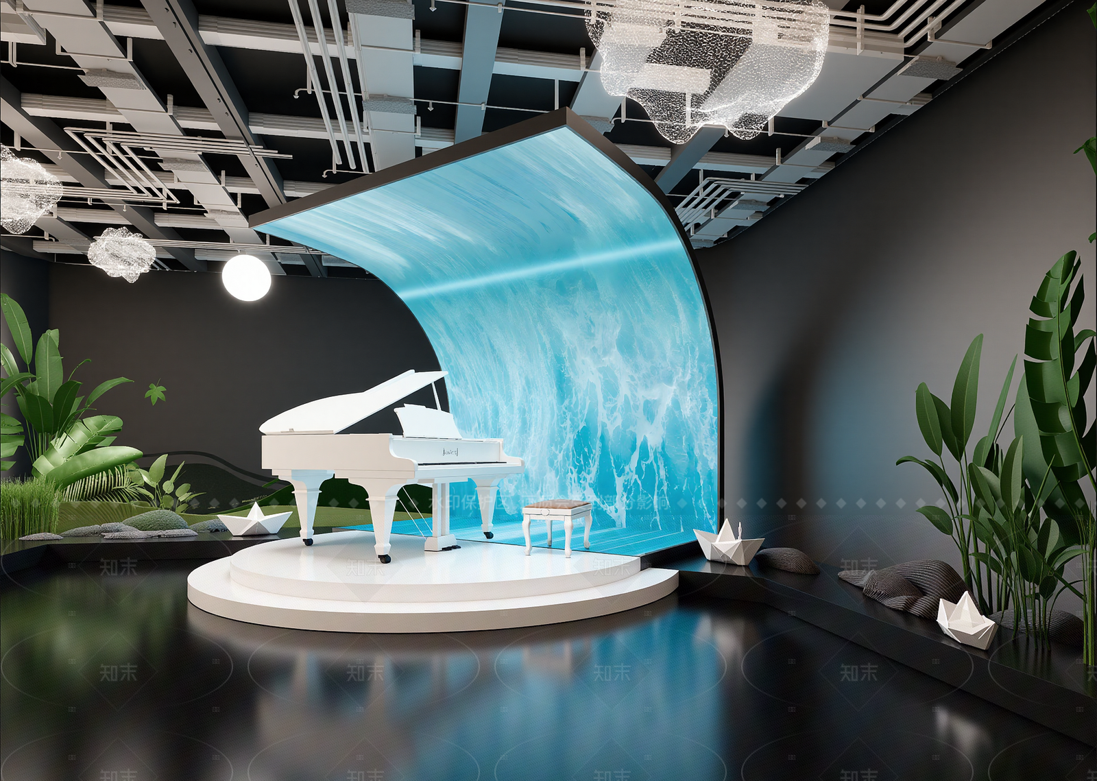 现代艺术展厅3D模型下载【ID:1214937116】