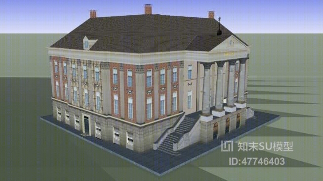 欧式建筑SU模型下载【ID:47746403】