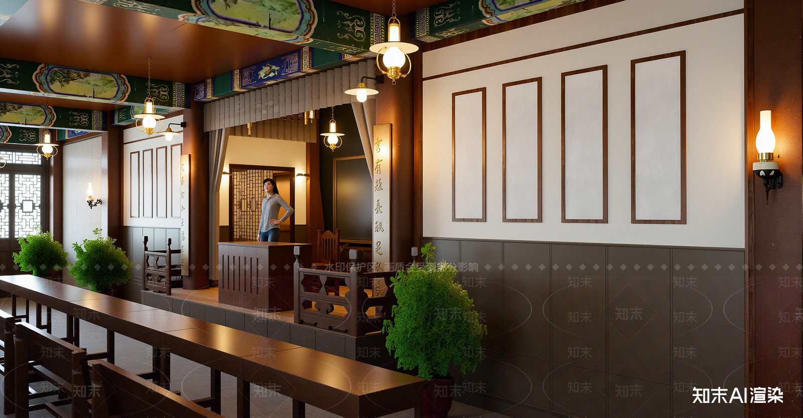 中式会议室SU模型下载【ID:1216045494】