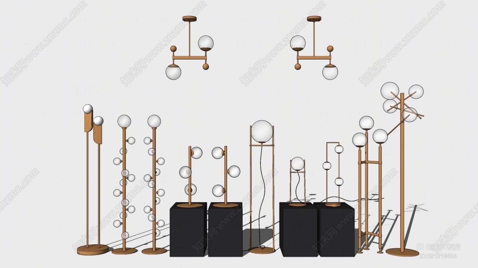 现代风格灯具组合SU模型下载【ID:251319004】