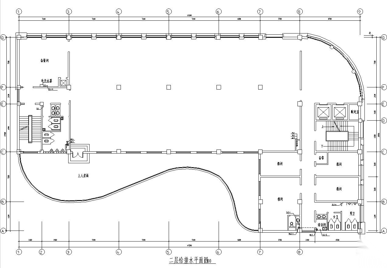 [河南]四层弧线造型健身中心综合楼建筑施工图施工图下载【ID:165615105】