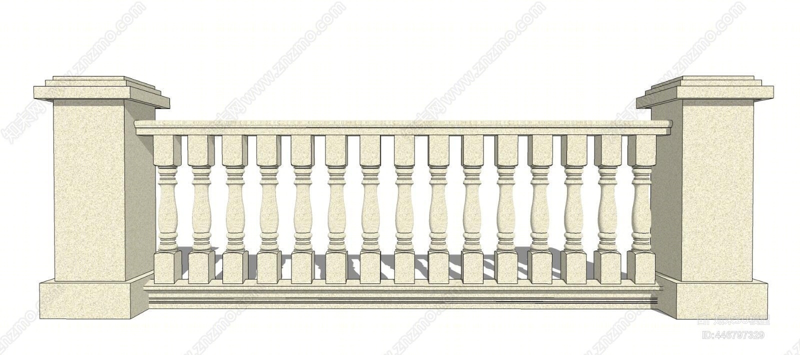 现代石材栏杆SU模型下载【ID:446797329】