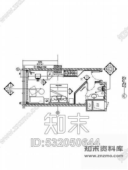 施工图酒店双人房室内装修图cad施工图下载【ID:532050644】