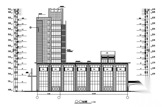 [威海]某十二层汽车广场博览中心建筑施工套图（含无障碍...cad施工图下载【ID:166821181】