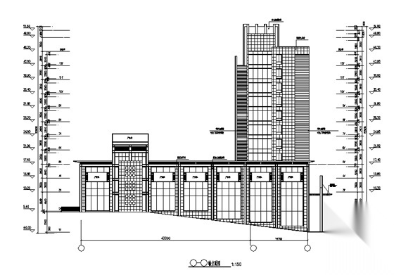 [威海]某十二层汽车广场博览中心建筑施工套图（含无障碍...cad施工图下载【ID:166821181】